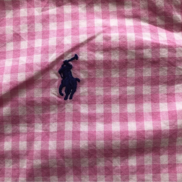 Ralph Lauren Pink/White Checkered Button-Up Shirt Boys Size 5 Short Sleeves Logo - Picture 11 of 16